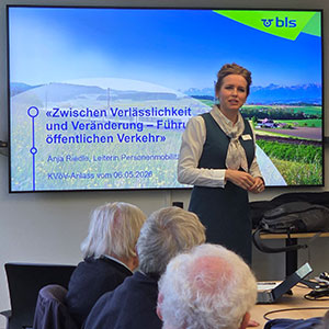 Rückblick auf die Mitgliederversammlung der RG Mittelland/Jura mit dem Vortrag von Anja Riedle, Leiterin Personenmobilität BLS AG